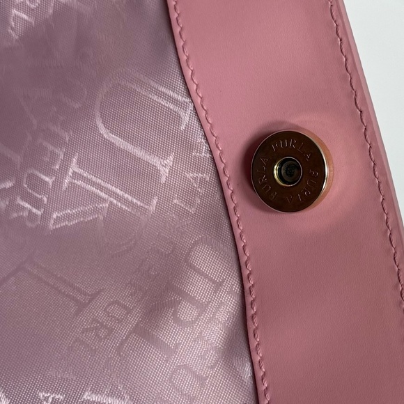 FURLA Vintage Designer Maeve Pink Vegan Leather Tote Bag with Gold Hardware - Picture 9 of 11